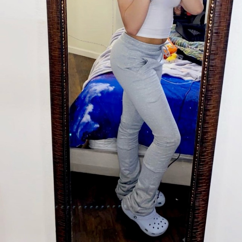 Stacked sweat pants